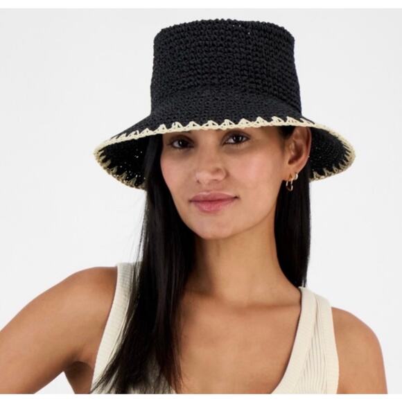 I.n.c Accessories - New I.N.C crochet bucket hat black & tan